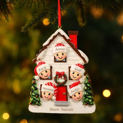 Decorazione Natalizia Personalizzata Casa con 5 Nomi e 1 Testo – Regalo Perfetto per la Famiglia | Jessemade