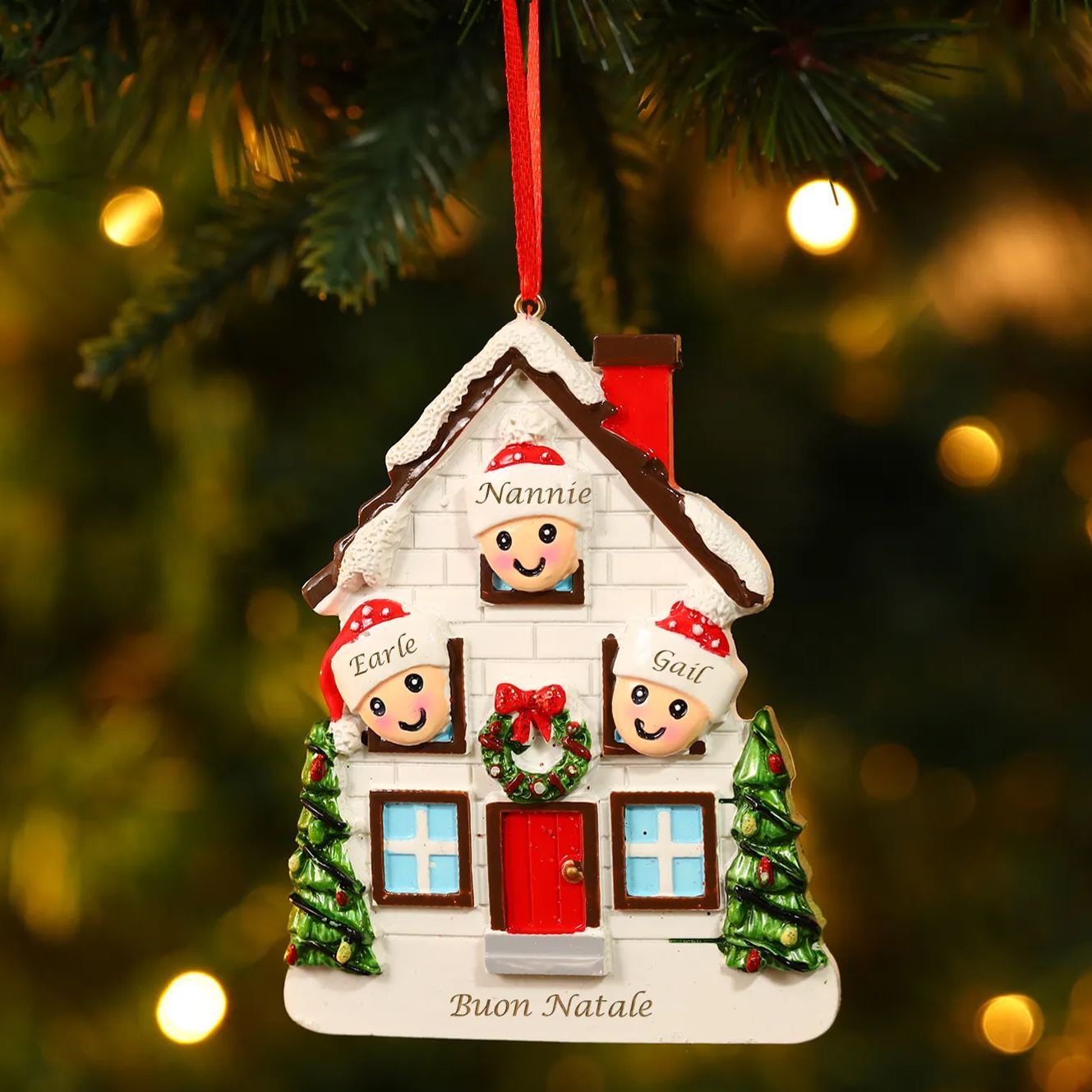 Decorazione Natalizia Personalizzata Casa con 3 Nomi e 1 Testo – Regalo Perfetto per la Famiglia | Jessemade
