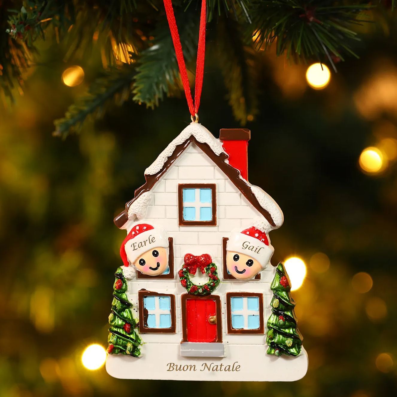 Decorazione Natalizia Personalizzata Casa con 2 Nomi e 1 Testo – Regalo Perfetto per la Famiglia | Jessemade