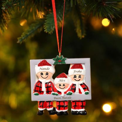 Ornamento Natalizio in Legno Personalizzato con 3 Nomi e 1 Testo - Regalo Perfetto per la Famiglia | Jessemade