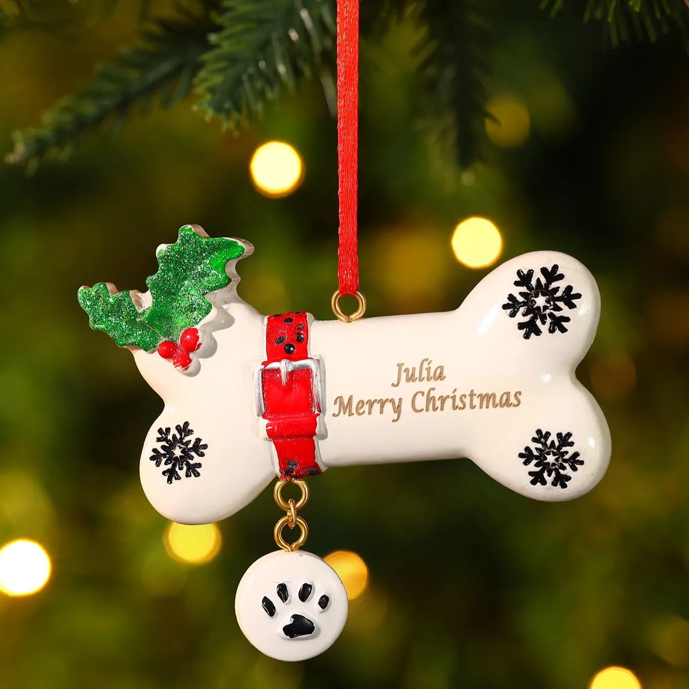 [Copy]Decorazione Natalizia Personalizzato in Resina a Forma di Pupazzo di Neve - 2 Nomi e 1 Testo Personalizzati, Regalo di Natale per Famiglia | Jessemade