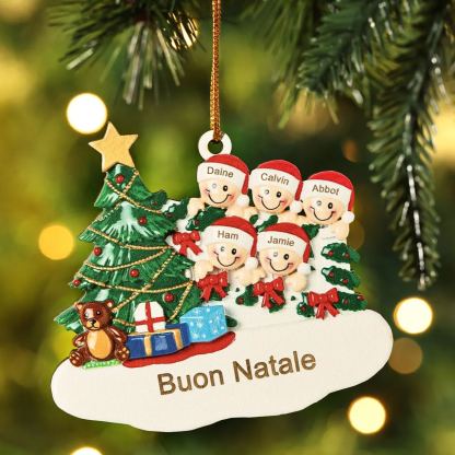 [Copy]Decorazione Natalizia in Legno Personalizzata - Albero di Natale & Personaggi - Personalizzabile con 4 Nomi e 1 Testo - Regalo di Natale per Famiglia | Jessemade