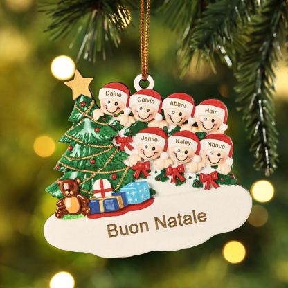 Decorazione Natalizia in Legno Personalizzata - Albero di Natale & Personaggi - Personalizzabile con 7 Nomi e 1 Testo - Regalo di Natale per Famiglia | Jessemade