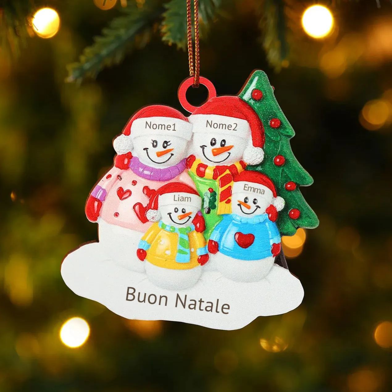 Ornamenti Natalizia Personalizzata con 3-5 Nomi e 1 Testo – Regalo di Natale per Famiglia | Jessemade