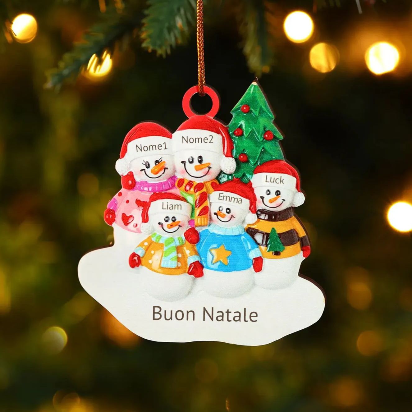 Ornamenti Natalizia Personalizzata con 3-5 Nomi e 1 Testo – Regalo di Natale per Famiglia | Jessemade