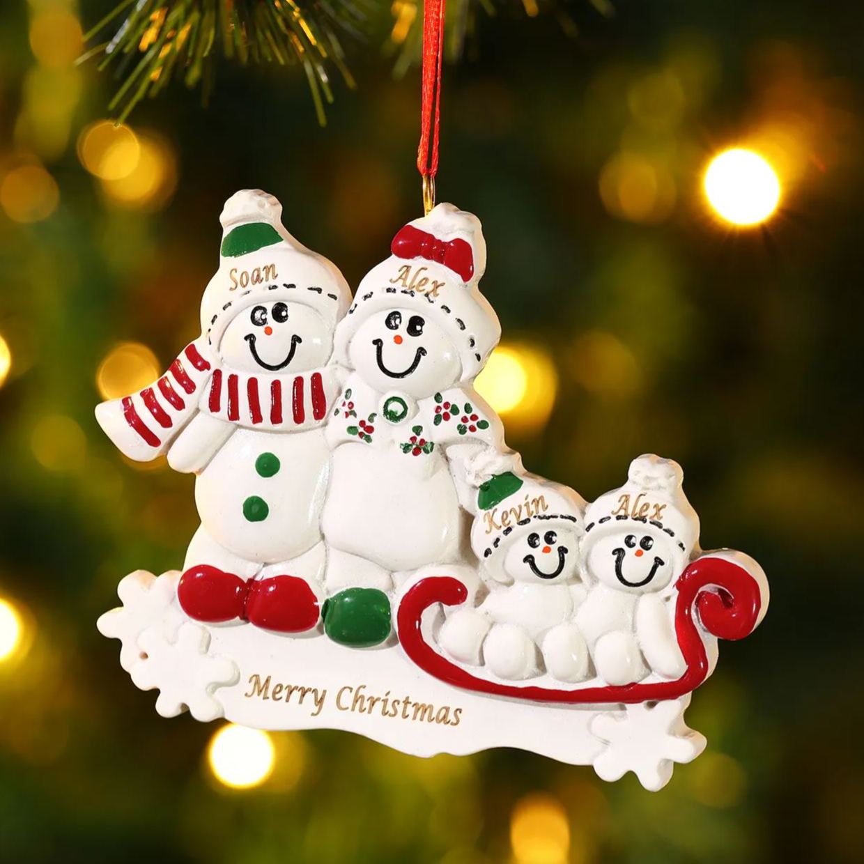 Ornamenti Natalizia Personalizzata con 2-5 Nomi e 1 Testo – Regalo di Natale per Famiglia | Jessemade