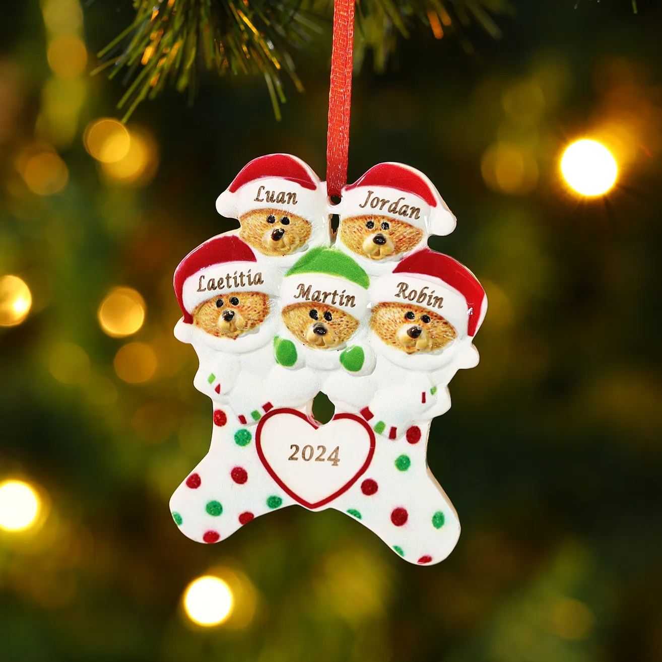 Ornamenti Natalizi Personalizzata con 2-6 Nomi – Regalo di Natale per Famiglia | Jessemade