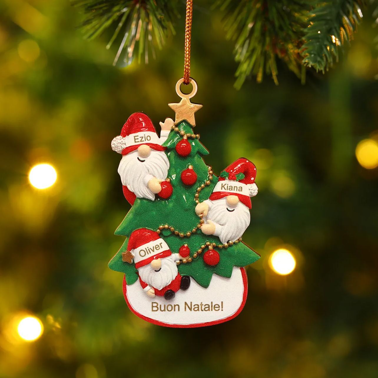 Decorazione Natalizia Personalizzata in Legno con Babbo Natale - 3 Nomi Personalizzati e Testo Regalo di Natale per la Famiglia | Jessemade