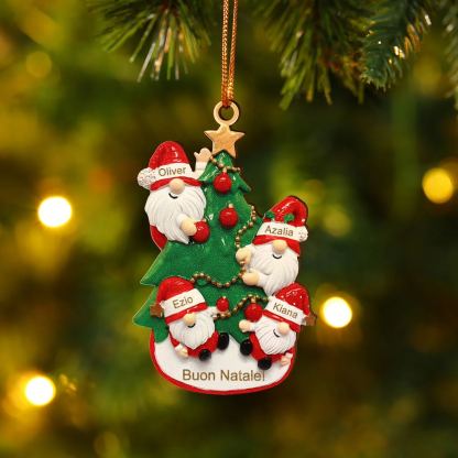 Decorazione Natalizia Personalizzata in Legno con Babbo Natale - 4 Nomi Personalizzati e Testo Regalo di Natale per la Famiglia | Jessemade
