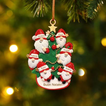 Decorazione Natalizia Personalizzata in Legno con Babbo Natale - 6 Nomi Personalizzati e Testo Regalo di Natale per la Famiglia | Jessemade