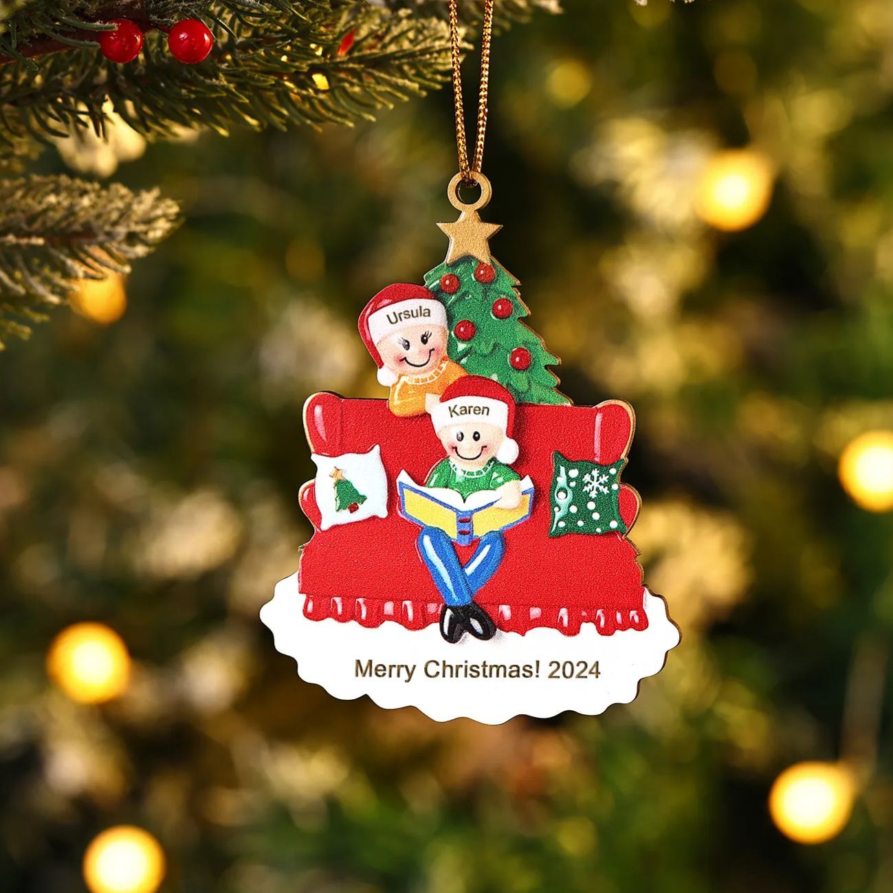 Personalized Wooden Christmas Ornament – Family Tree with 2-5 Names & Text & Year Christmas Gift for Family | Jessemade