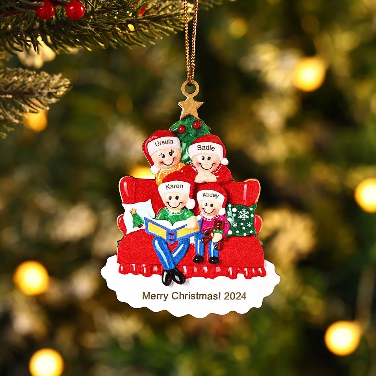 Personalized Wooden Christmas Ornament – Family Tree with 2-5 Names & Text & Year Christmas Gift for Family | Jessemade