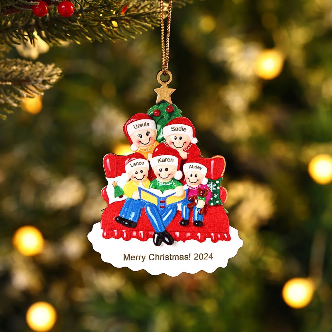 Personalized Wooden Christmas Ornament – Family Tree with 2-5 Names & Text & Year Christmas Gift for Family | Jessemade