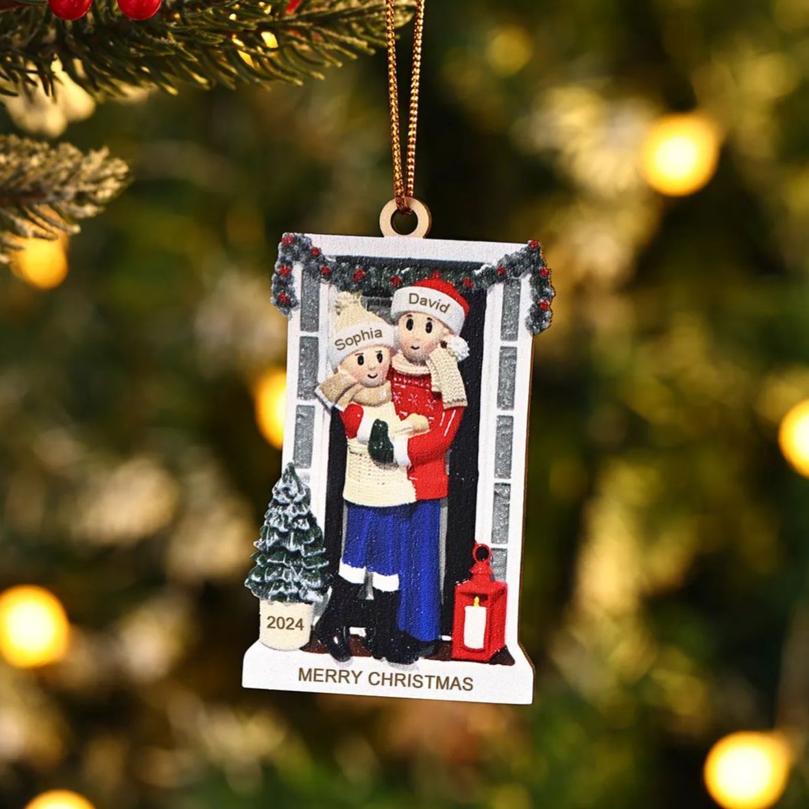 Personalized Wooden Family Christmas Ornament – Custom 2-6 Names, 1 Text & Date Christmas Gift for Family | Jessemade