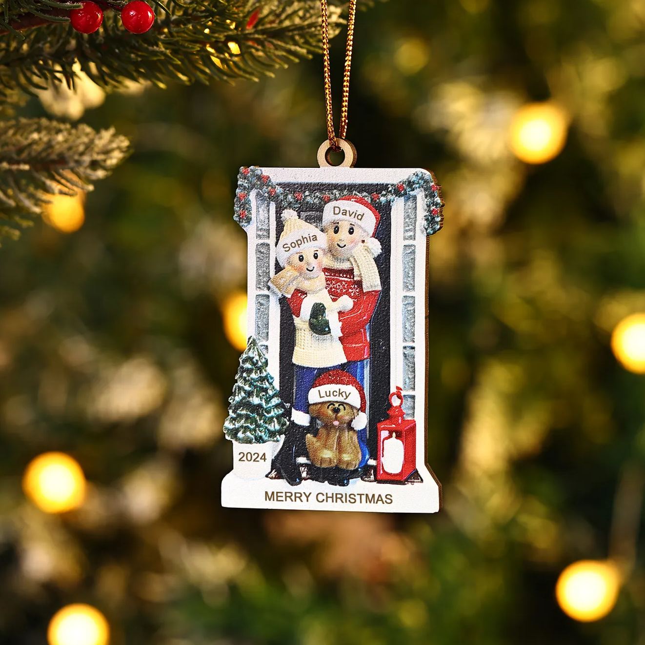 Personalized Wooden Family Christmas Ornament – Custom 2-6 Names, 1 Text & Date Christmas Gift for Family | Jessemade