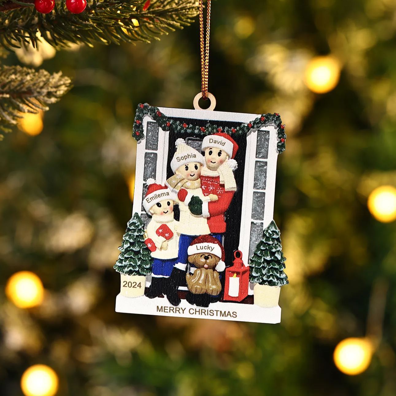 Personalized Wooden Family Christmas Ornament – Custom 2-6 Names, 1 Text & Date Christmas Gift for Family | Jessemade