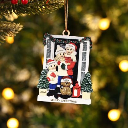 Personalized Wooden Family Christmas Ornament – Custom 2-6 Names, 1 Text & Date Christmas Gift for Family | Jessemade