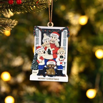 Personalized Wooden Family Christmas Ornament – Custom 2-6 Names, 1 Text & Date Christmas Gift for Family | Jessemade