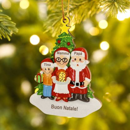 Ornamento Natalizio in Legno Personalizzato per Famiglia con 3-5 Nomi e 1 Testo, Regalo di Natale per la Famiglia | Jessemade