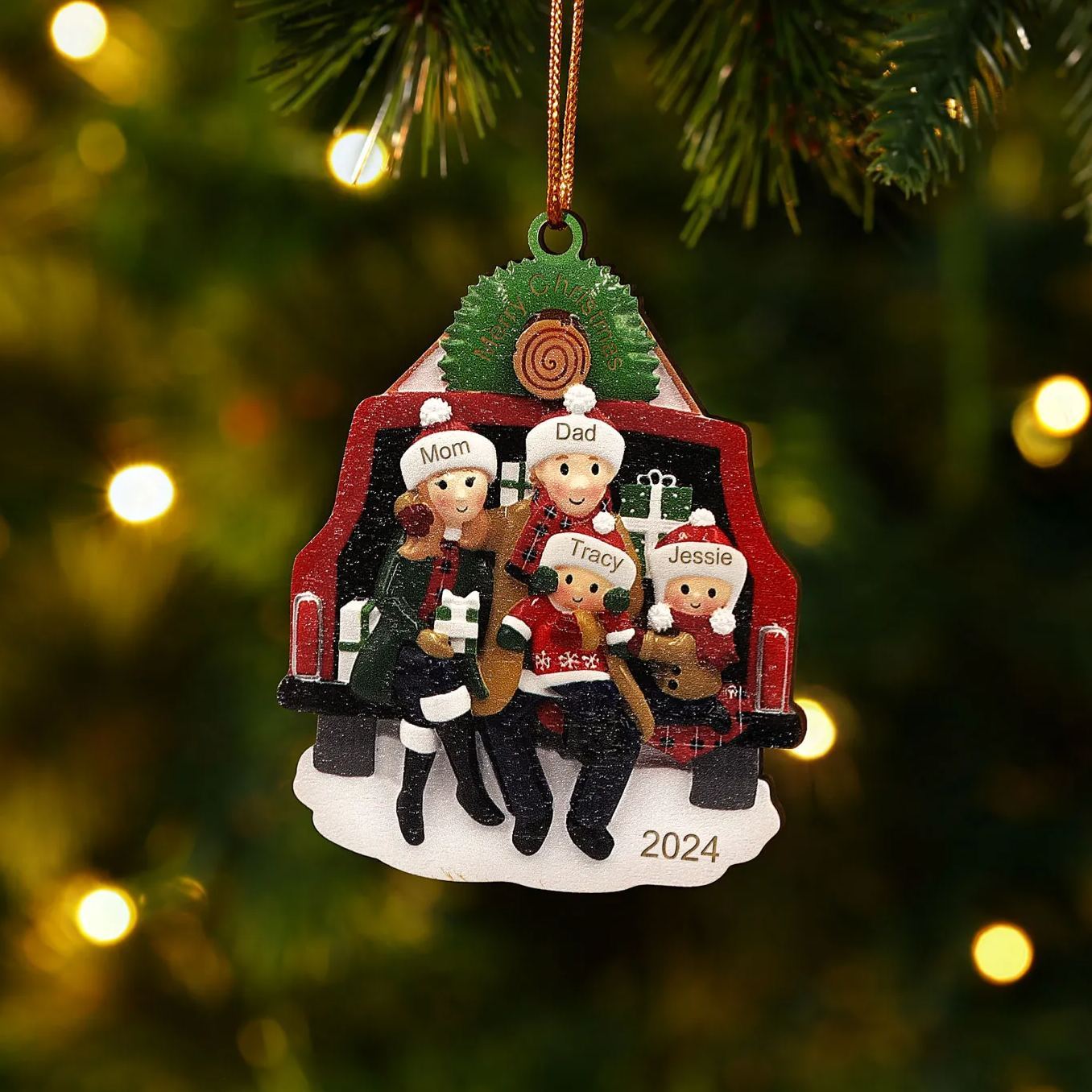 Personalised Family Christmas Ornament Custom 2-5 Names & 1 Year Christmas Gift for Family | Jessemade