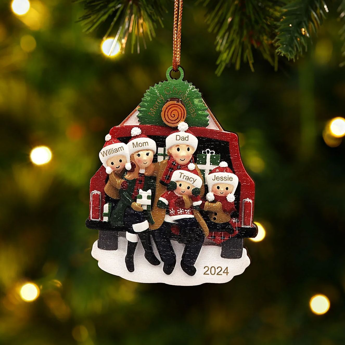 Personalised Family Christmas Ornament Custom 2-5 Names & 1 Year Christmas Gift for Family | Jessemade