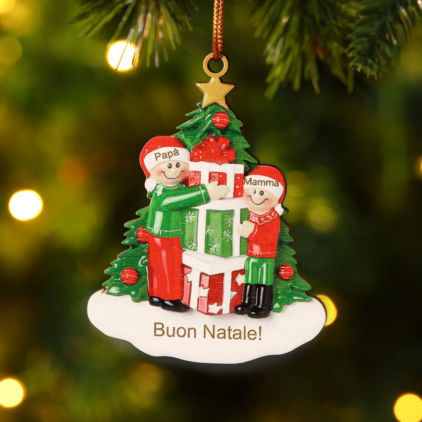 Ornamento Natalizio Personalizzato - Decorazione con 2-5 Nomi & 1 Testo, Regalo di Natale per la Famiglia | Jessemade