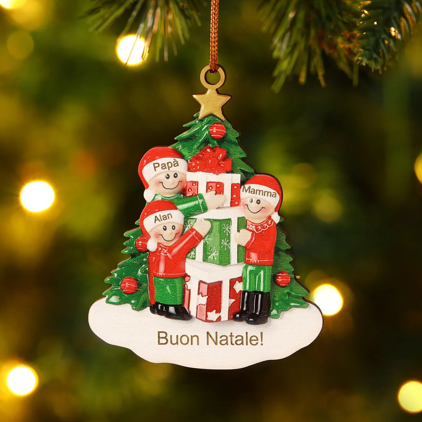 Ornamento Natalizio Personalizzato - Decorazione con 2-5 Nomi & 1 Testo, Regalo di Natale per la Famiglia | Jessemade