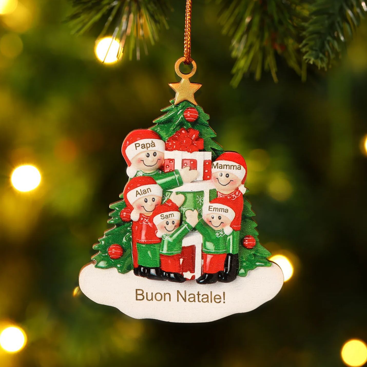 Ornamento Natalizio Personalizzato - Decorazione con 2-5 Nomi & 1 Testo, Regalo di Natale per la Famiglia | Jessemade