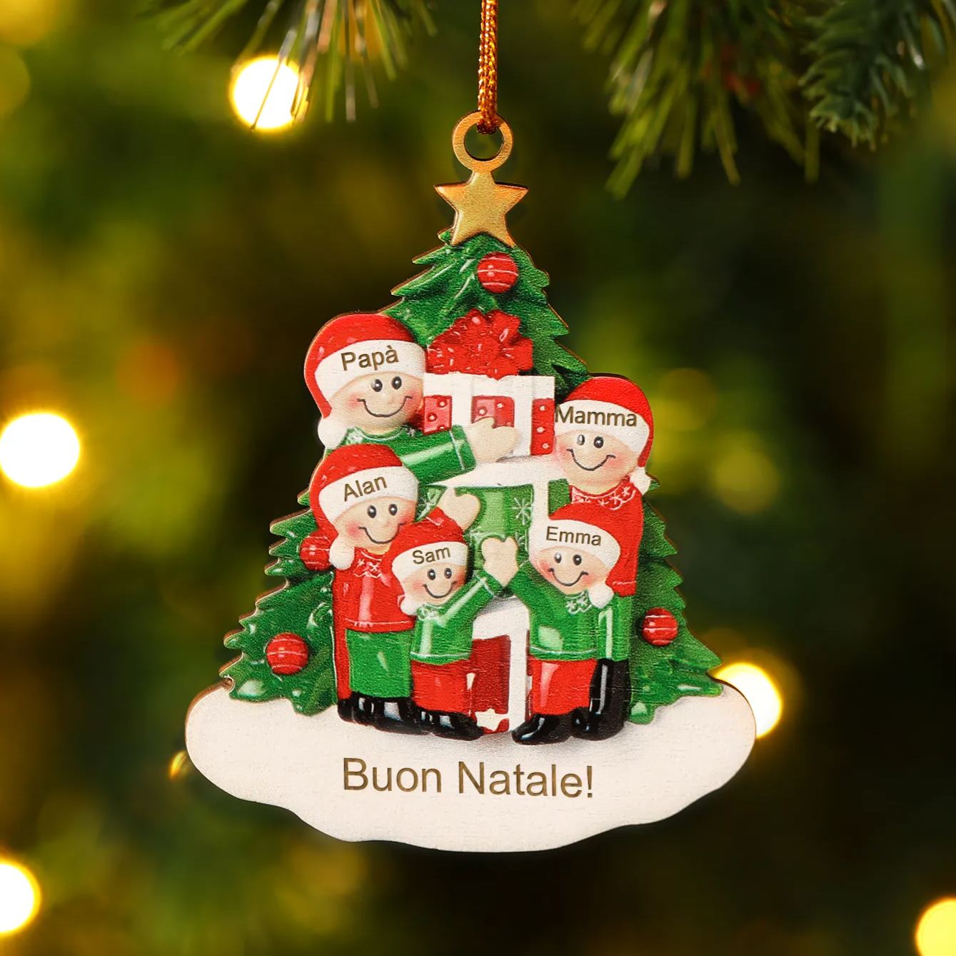 Ornamento Natalizio Personalizzato - Decorazione con 2-5 Nomi & 1 Testo, Regalo di Natale per la Famiglia | Jessemade