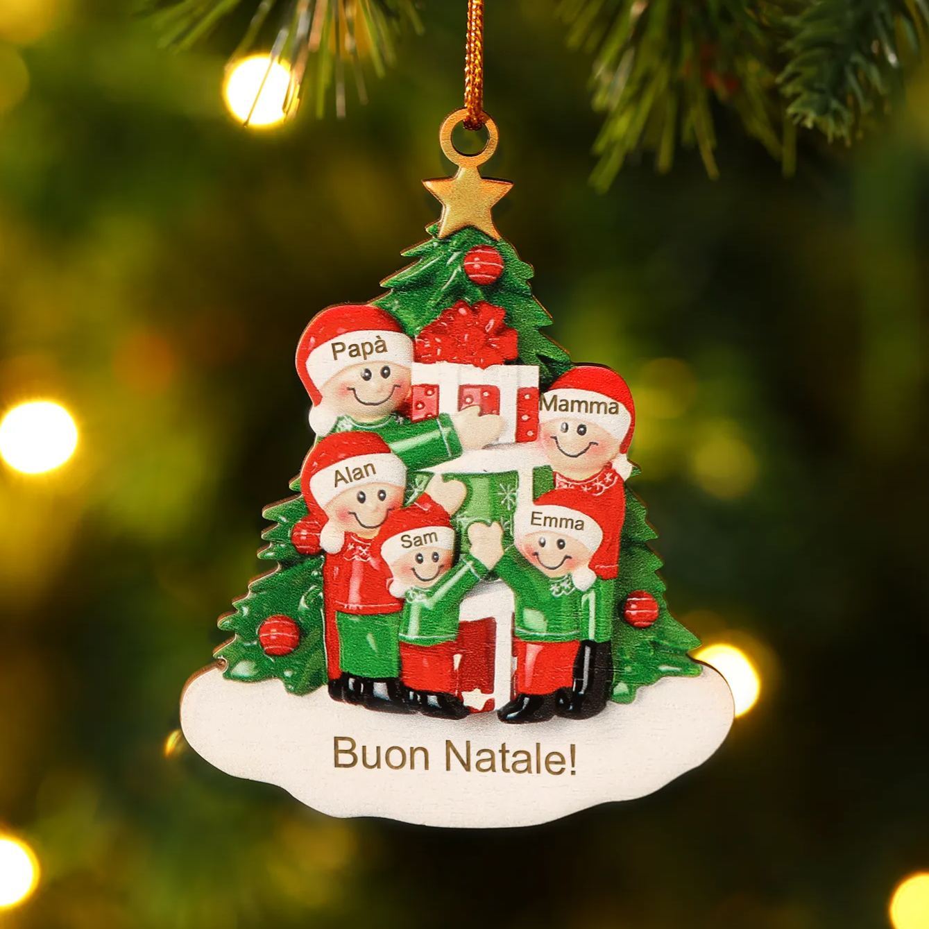 Ornamento Natalizio Personalizzato - Decorazione con 2-5 Nomi & 1 Testo, Regalo di Natale per la Famiglia | Jessemade