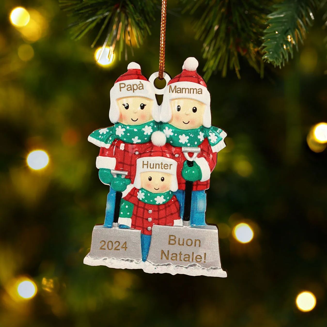 Ornamento Natalizio Personalizzato - Decorazione con 3-6 Nomi, 1 Anno & 1 Testo - Regalo di Natale per la Famiglia | Jessemade