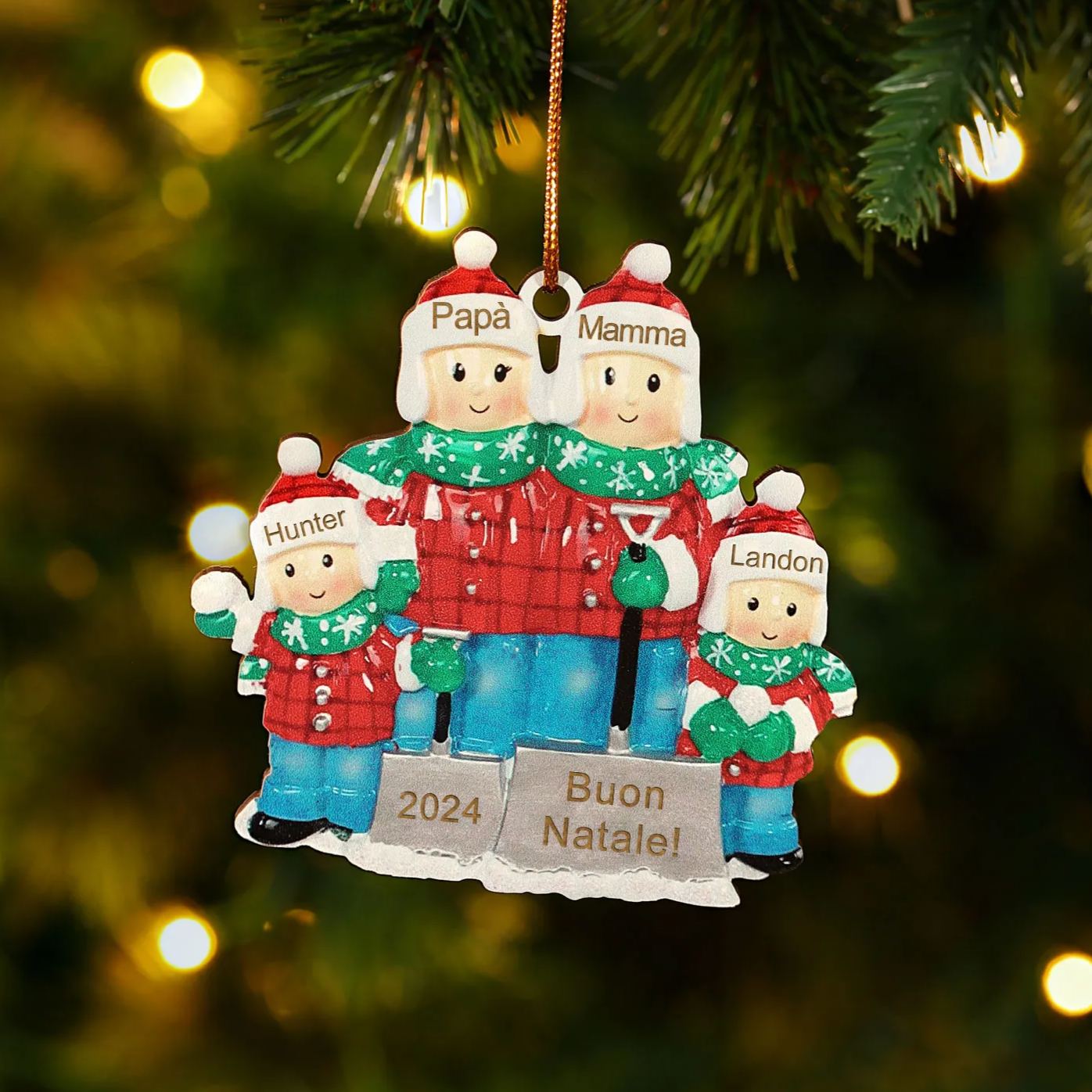 Ornamento Natalizio Personalizzato - Decorazione con 3-6 Nomi, 1 Anno & 1 Testo - Regalo di Natale per la Famiglia | Jessemade