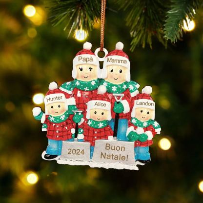 Ornamento Natalizio Personalizzato - Decorazione con 3-6 Nomi, 1 Anno & 1 Testo - Regalo di Natale per la Famiglia | Jessemade