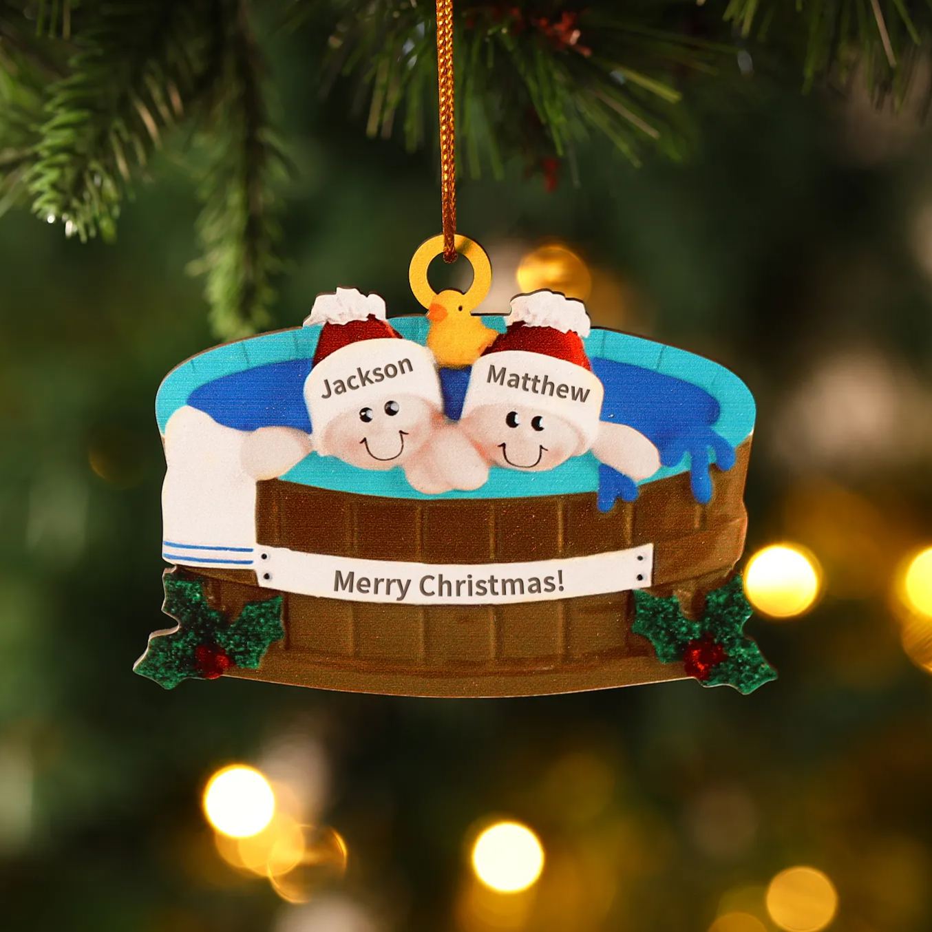 Personalized Wooden Family Christmas Hanging Ornament with Custom 2-6 Names & 1 Text Christmas Gift for Family | Jessemade
