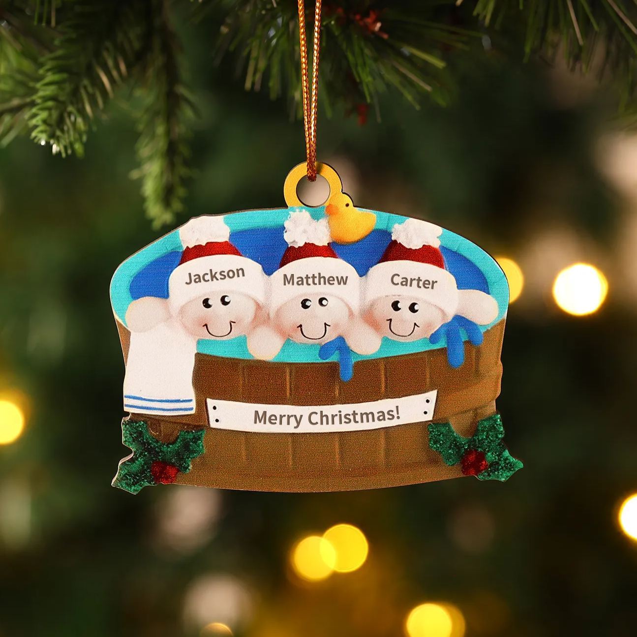 Personalized Wooden Family Christmas Hanging Ornament with Custom 2-6 Names & 1 Text Christmas Gift for Family | Jessemade
