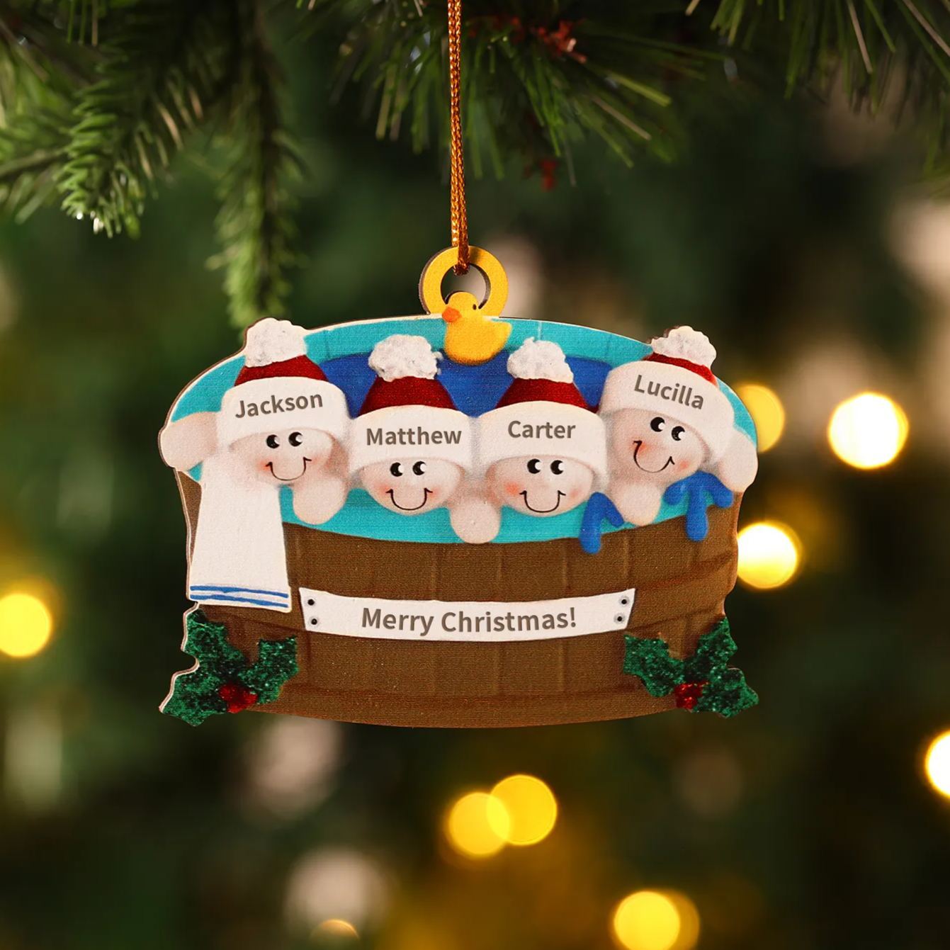 Personalized Wooden Family Christmas Hanging Ornament with Custom 2-6 Names & 1 Text Christmas Gift for Family | Jessemade