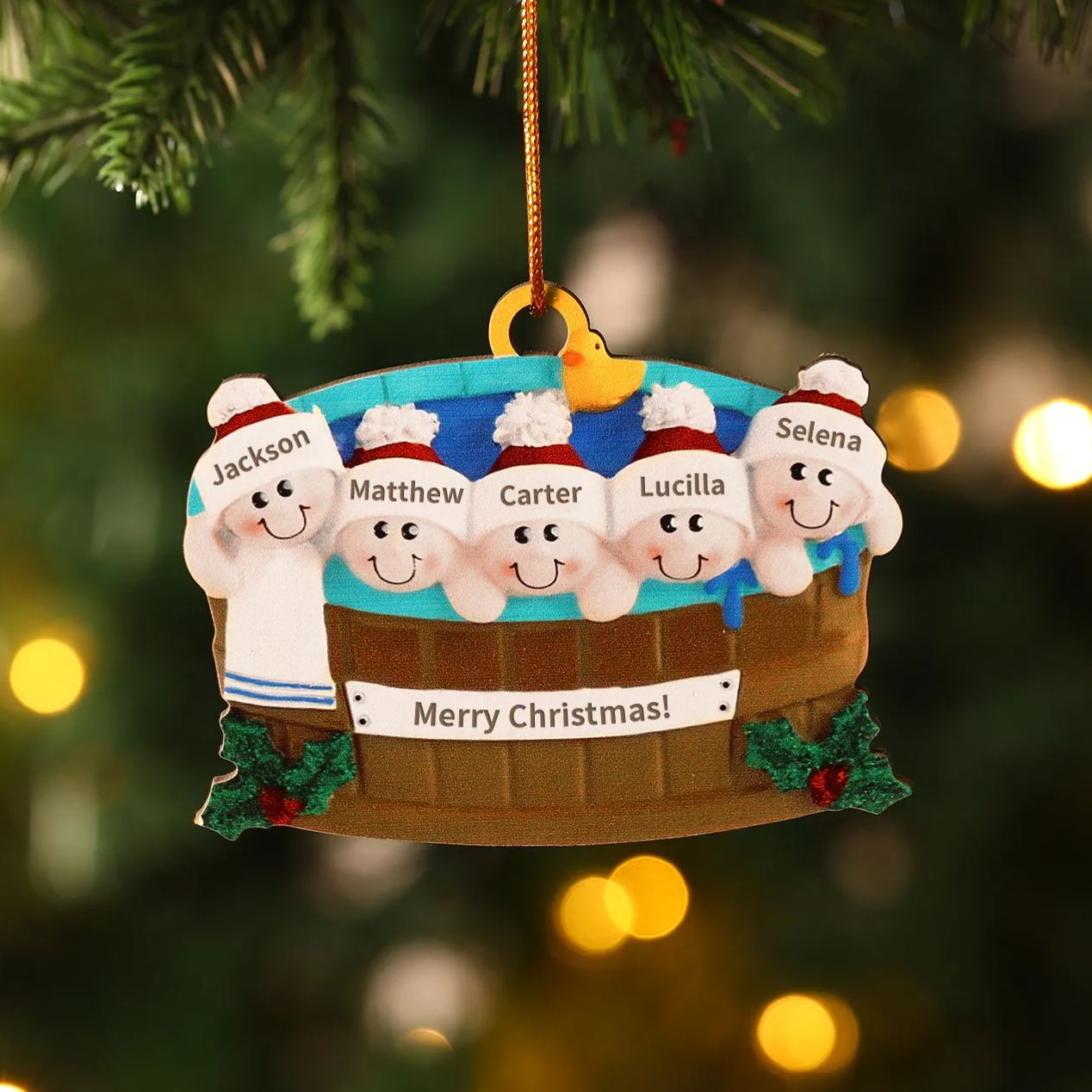 Personalized Wooden Family Christmas Hanging Ornament with Custom 2-6 Names & 1 Text Christmas Gift for Family | Jessemade