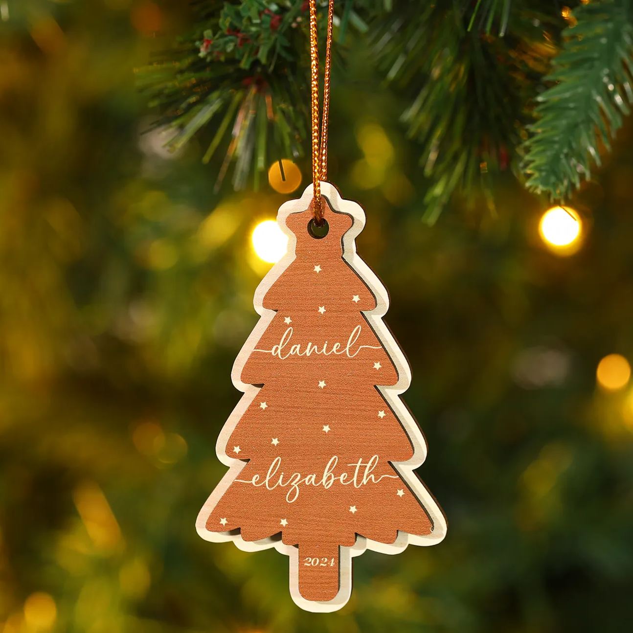 Decorazione Natalizia in Legno Personalizzata con 1-6 Nomi - Regalo di Natale per la Famiglia | Jessemade