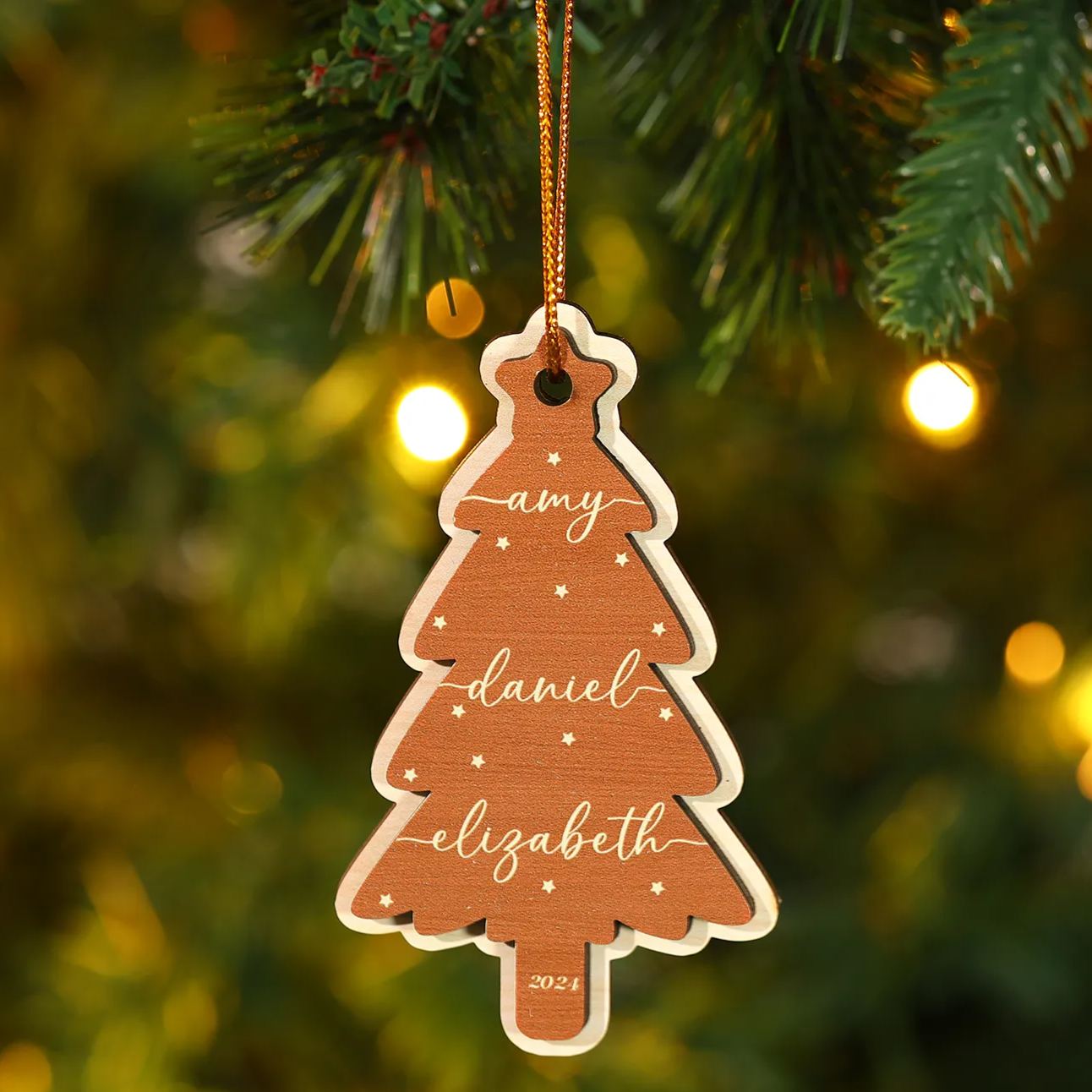 Decorazione Natalizia in Legno Personalizzata con 1-6 Nomi - Regalo di Natale per la Famiglia | Jessemade