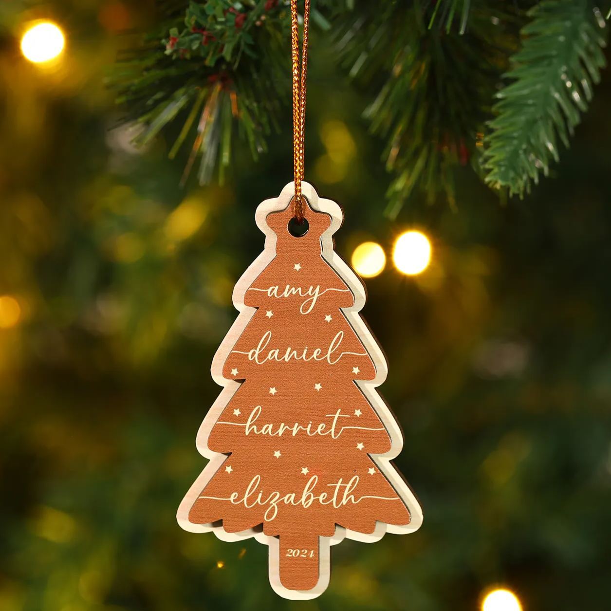 Decorazione Natalizia in Legno Personalizzata con 1-6 Nomi - Regalo di Natale per la Famiglia | Jessemade