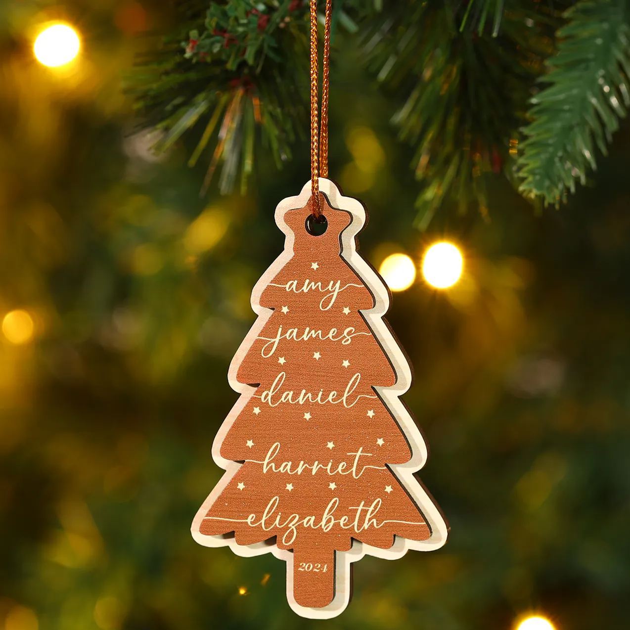 Decorazione Natalizia in Legno Personalizzata con 1-6 Nomi - Regalo di Natale per la Famiglia | Jessemade