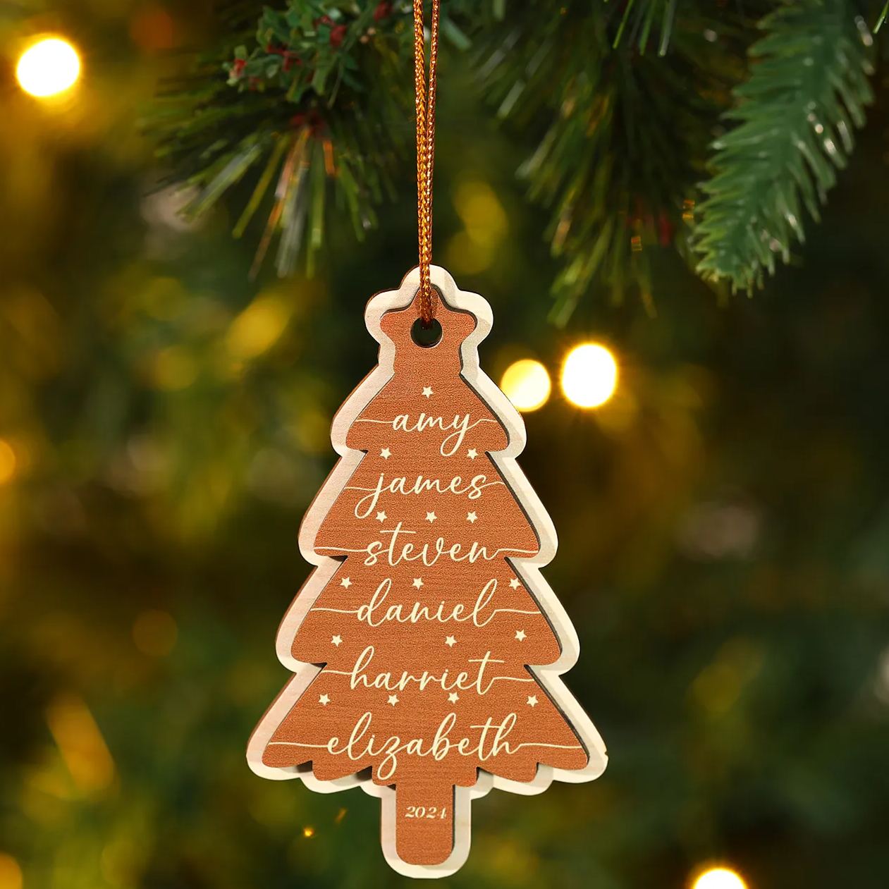 Decorazione Natalizia in Legno Personalizzata con 1-6 Nomi - Regalo di Natale per la Famiglia | Jessemade