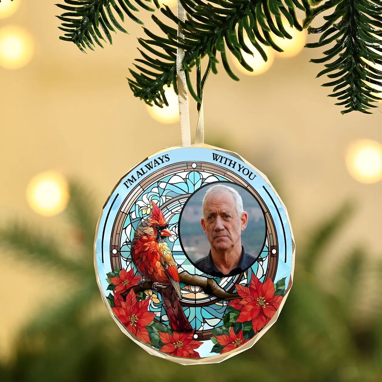 Decorazione Natalizia Rotonda in Vetro Personalizzata - 2 Testi e 1 Foto - Regalo di Natale per la Famiglia | Jessemade