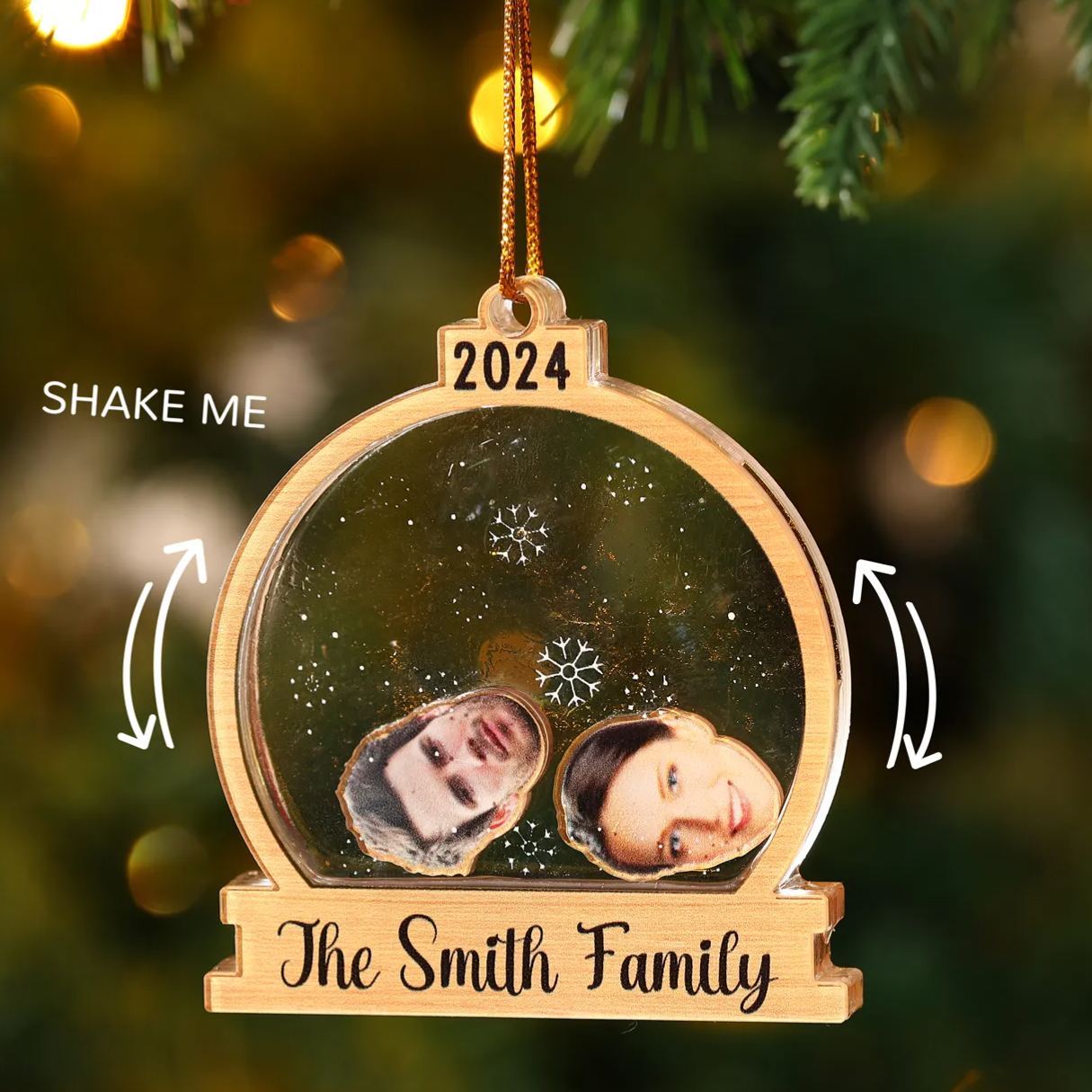 Decorazione Natalizia in Acrilico Personalizza 2-6 Foto, 1 Testo e 1 Data - Design Palla di Neve, Regalo di Natale per Famiglia | Jessemade