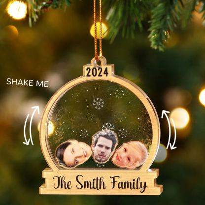 Decorazione Natalizia in Acrilico Personalizza 2-6 Foto, 1 Testo e 1 Data - Design Palla di Neve, Regalo di Natale per Famiglia | Jessemade