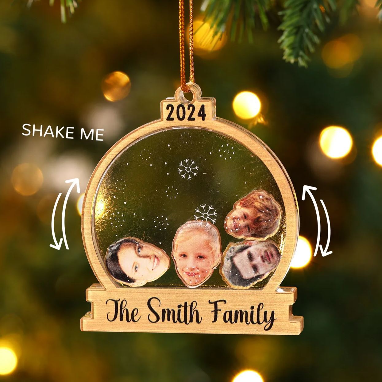 Decorazione Natalizia in Acrilico Personalizza 2-6 Foto, 1 Testo e 1 Data - Design Palla di Neve, Regalo di Natale per Famiglia | Jessemade