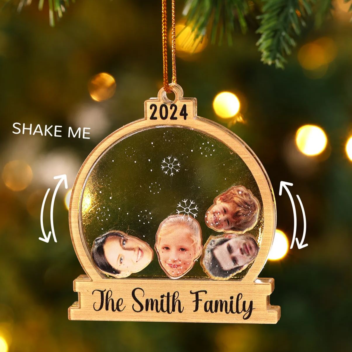 Decorazione Natalizia in Acrilico Personalizza 2-6 Foto, 1 Testo e 1 Data - Design Palla di Neve, Regalo di Natale per Famiglia | Jessemade