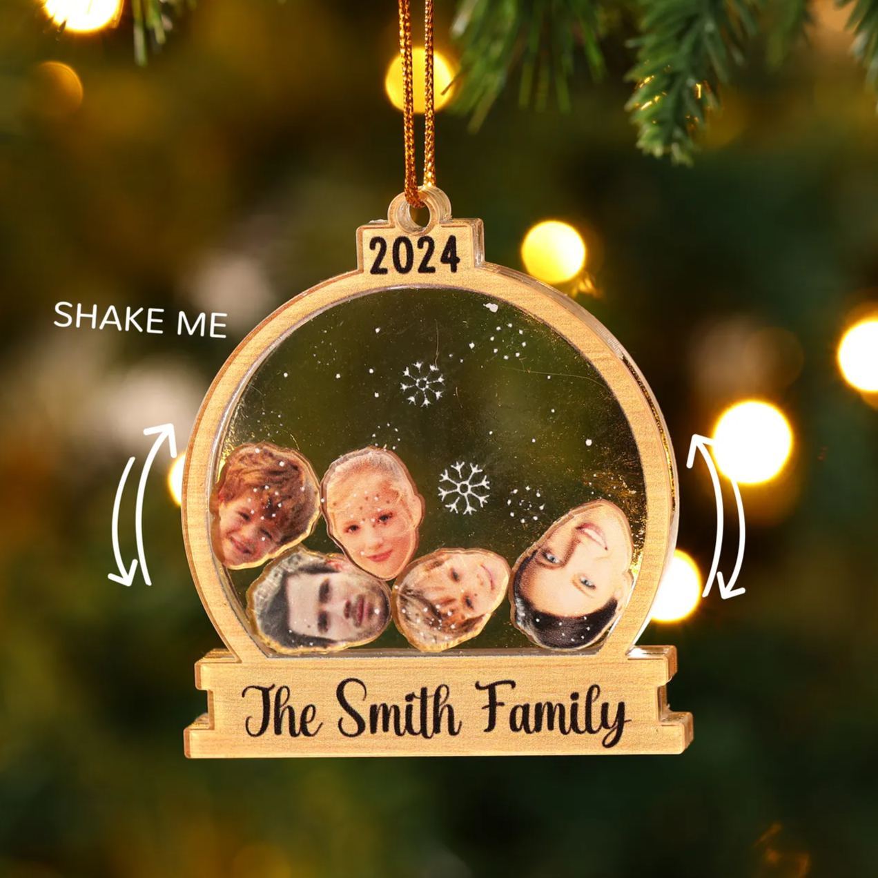 Decorazione Natalizia in Acrilico Personalizza 2-6 Foto, 1 Testo e 1 Data - Design Palla di Neve, Regalo di Natale per Famiglia | Jessemade