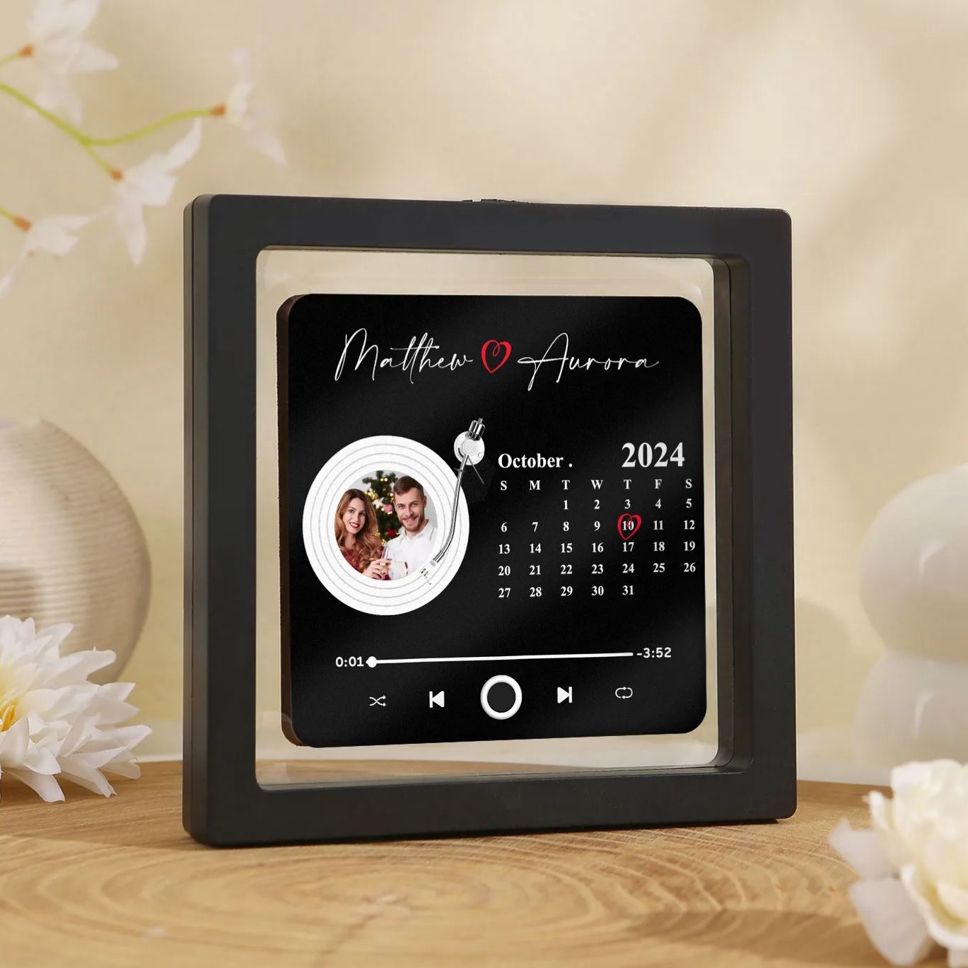 Personalised Photo Fridge Magnet with Custom 2 Names & 1 Date & 1 Photo – Elegant Gift for Couple | Jessemade