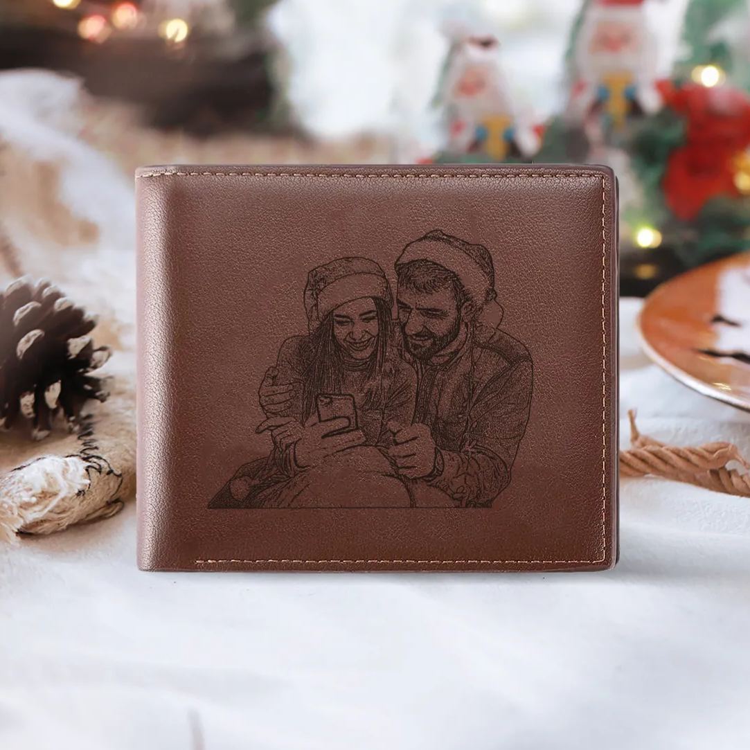 Portafoglio Personalizzato da Uomo con Foto, Nome e Iniziale – Elegante Portafoglio in Pelle PU, Regalo di Natale per per Lui | Jessemade